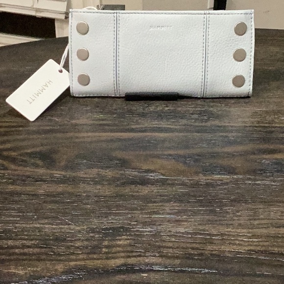 Hammitt 110 North Sculpted Bluebird Leather Wallet with Silver Accents NWT - Picture 1 of 13
